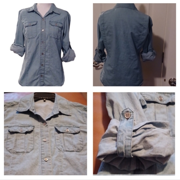 💙🌺New York & Company Denim Blue Shirt - Picture 1 of 12